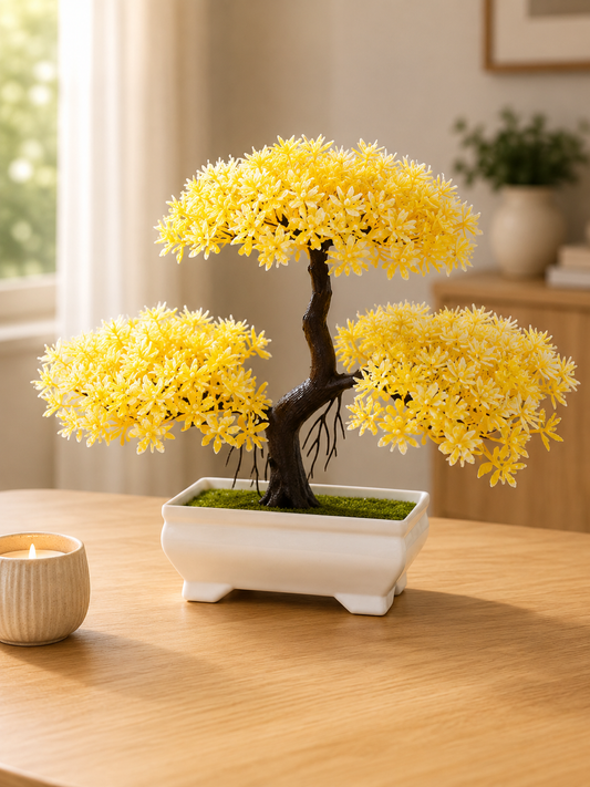 Artificial Bonsai Tree — Small Faux Potted Bonsai Plant | Fake Tree for Desk, Home & Office Decor