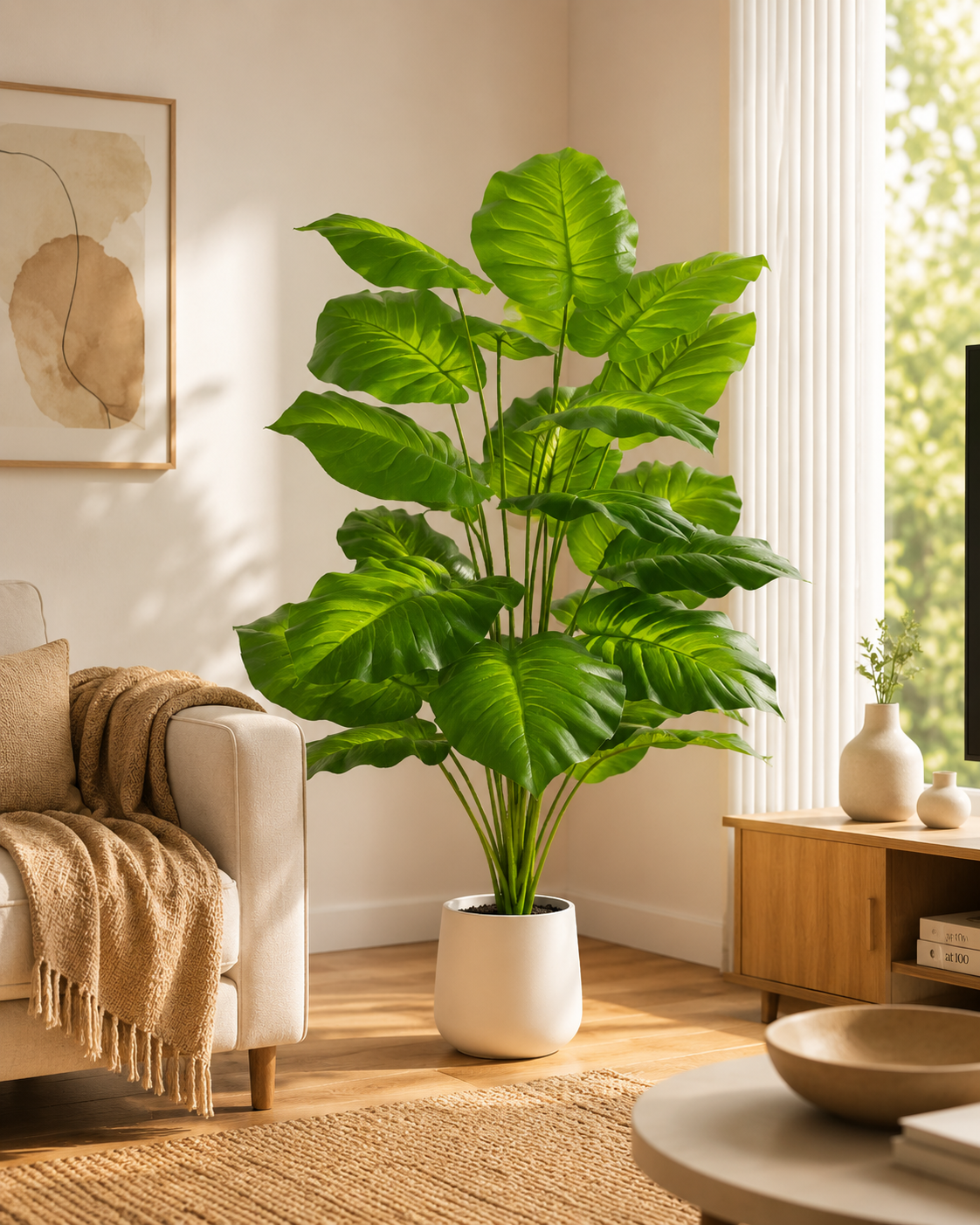 Artificial Areca Palm Tree in Pot — Large Faux Butterfly Palm, 24 Leaves | Indoor Home & Office Decor