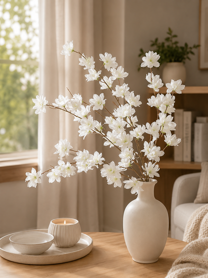 Artificial Cherry Blossom Sakura Bouquet — Faux Flower Stems for Vases | Wedding, Event & Home Decor
