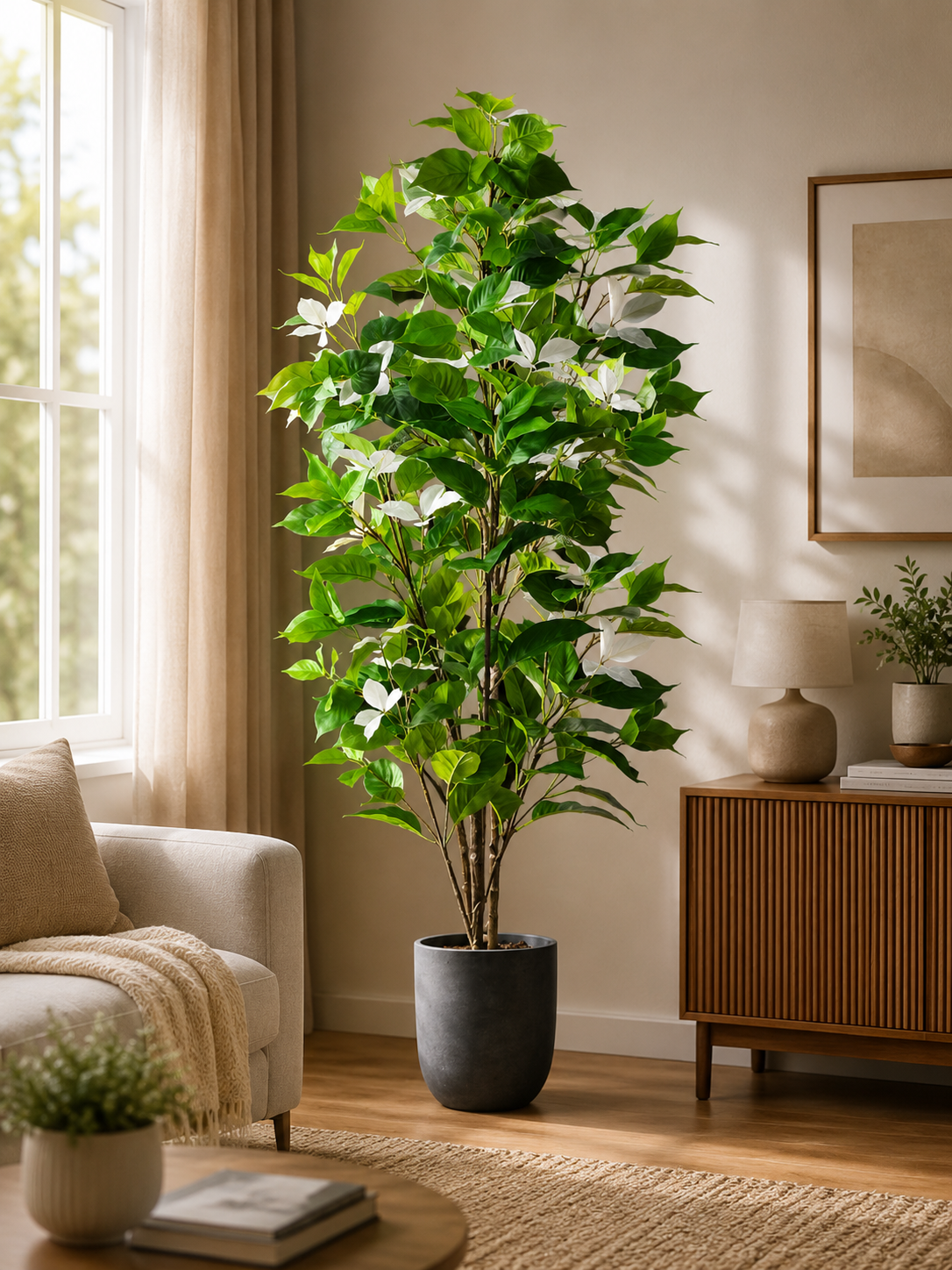 Large Artificial Ficus Tree 82–144cm — Fake Indoor Floor Plant | Faux Tree for Living Room, Office & Home Decor