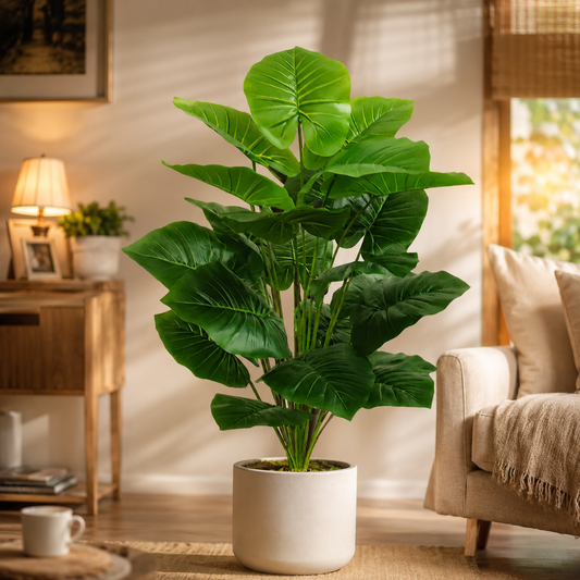 Artificial Palm Tree 100cm (39in) — Fake Tropical Floor Plant, 18 Leaves | Living Room, Bedroom & Office Decor
