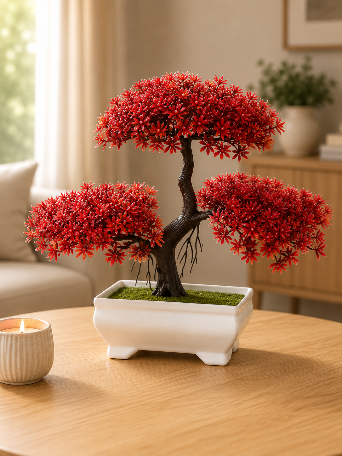 Artificial Bonsai Tree — Small Faux Potted Bonsai Plant | Fake Tree for Desk, Home & Office Decor