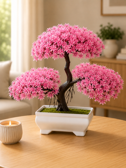 Artificial Bonsai Tree — Small Faux Potted Bonsai Plant | Fake Tree for Desk, Home & Office Decor