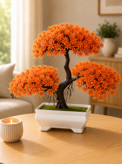 Artificial Bonsai Tree — Small Faux Potted Bonsai Plant | Fake Tree for Desk, Home & Office Decor
