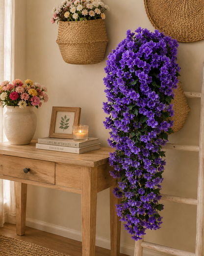 Artificial Hanging Basket Plants — Faux Outdoor Fake Flower Baskets | Garden, Patio, Balcony & Front Door Decor