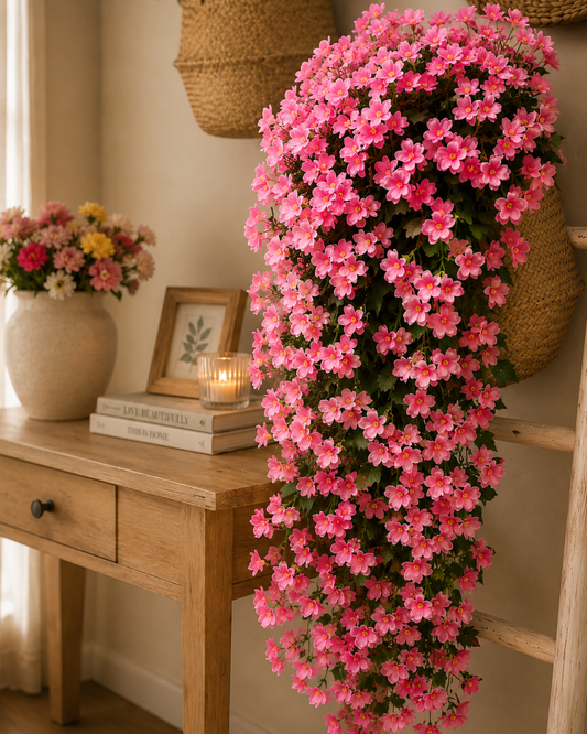 Artificial Hanging Basket Plants — Faux Outdoor Fake Flower Baskets | Garden, Patio, Balcony & Front Door Decor