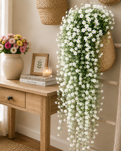 Artificial Hanging Basket Plants — Faux Outdoor Fake Flower Baskets | Garden, Patio, Balcony & Front Door Decor