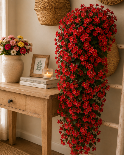 Artificial Hanging Basket Plants — Faux Outdoor Fake Flower Baskets | Garden, Patio, Balcony & Front Door Decor