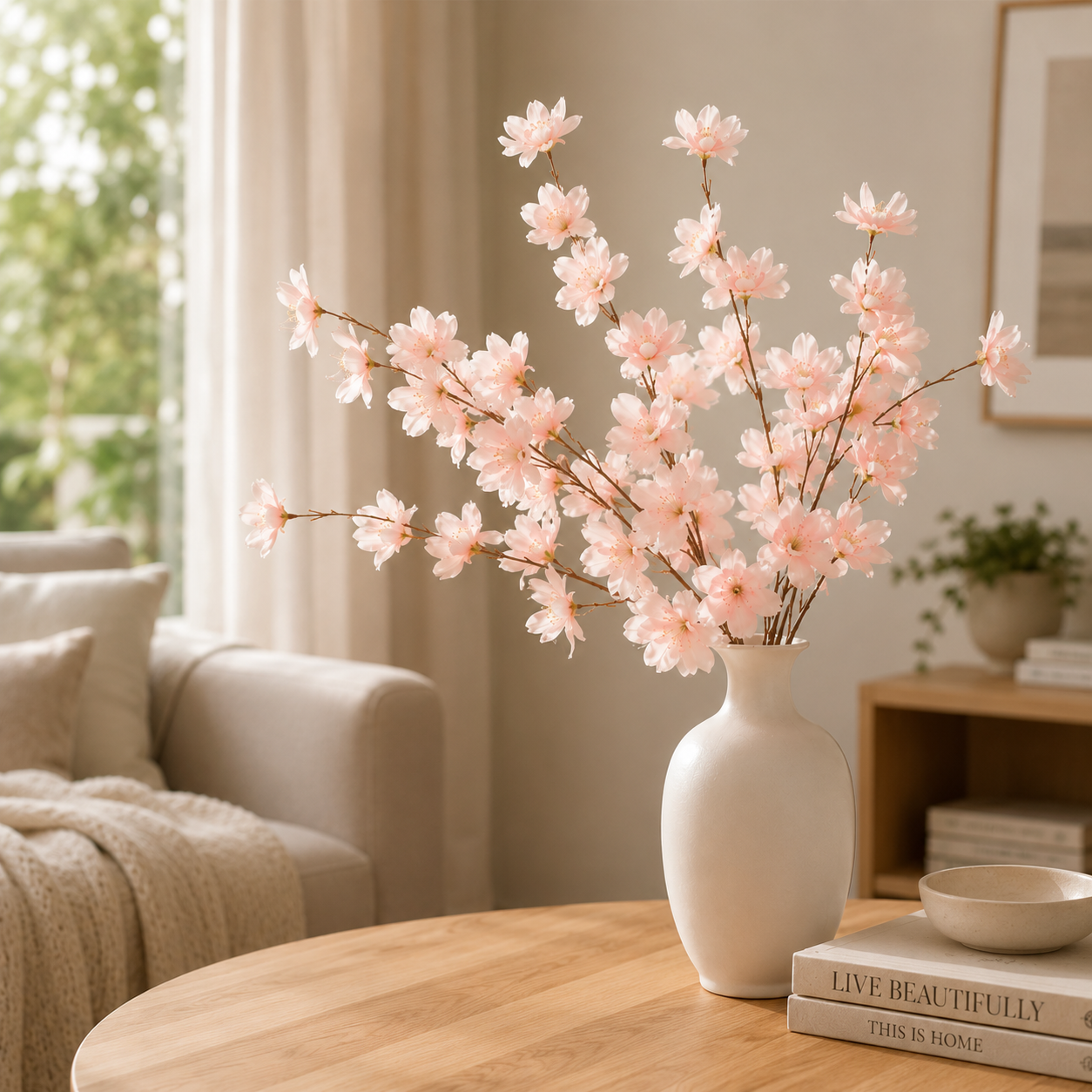 Artificial Cherry Blossom Sakura Bouquet — Faux Flower Stems