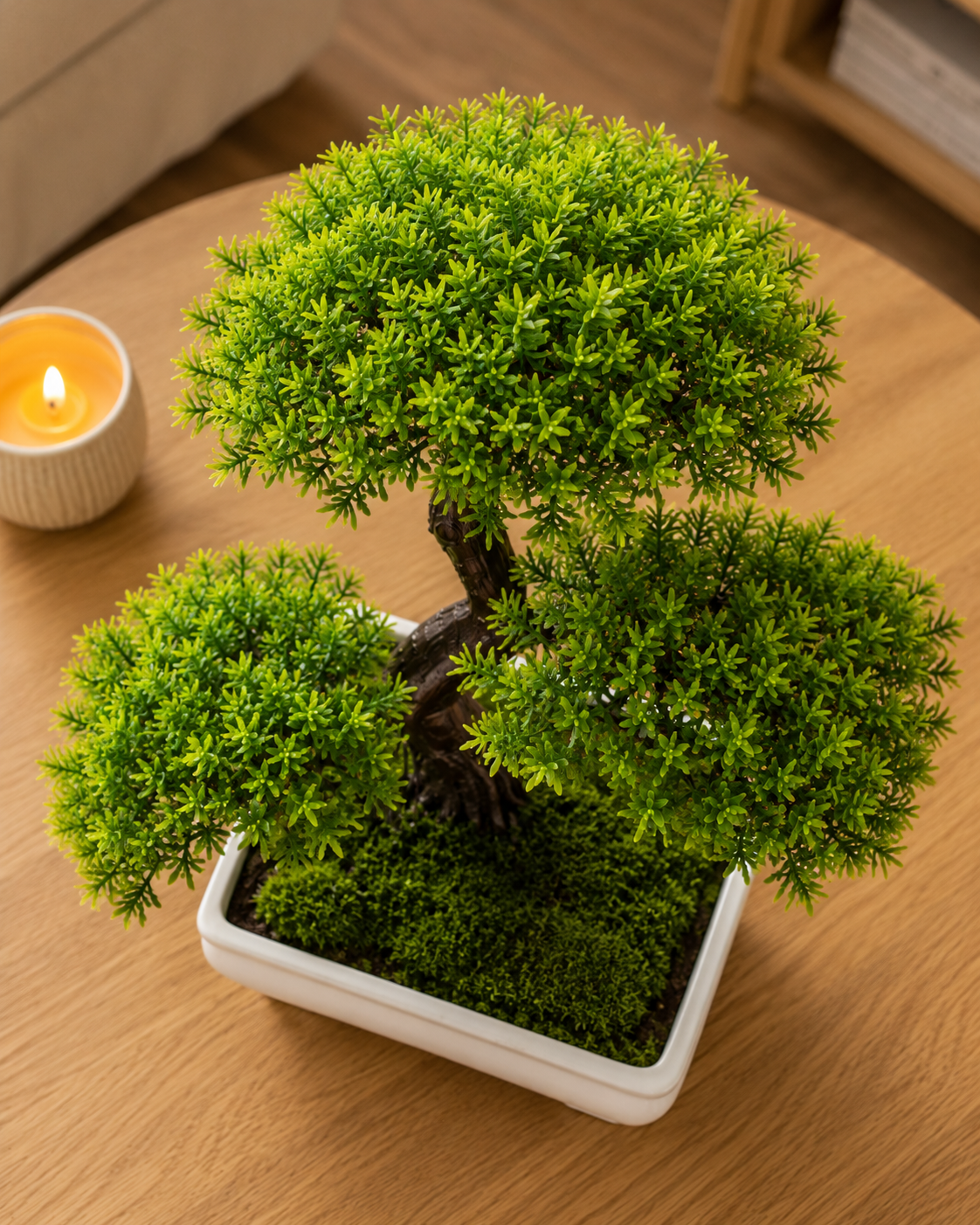 Artificial Bonsai Tree — Small Faux Potted Bonsai Plant | Fake Tree for Desk, Home & Office Decor